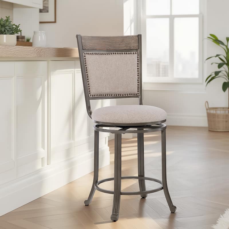 Linon Franklin Swivel Counter Stool - Pewter Grey