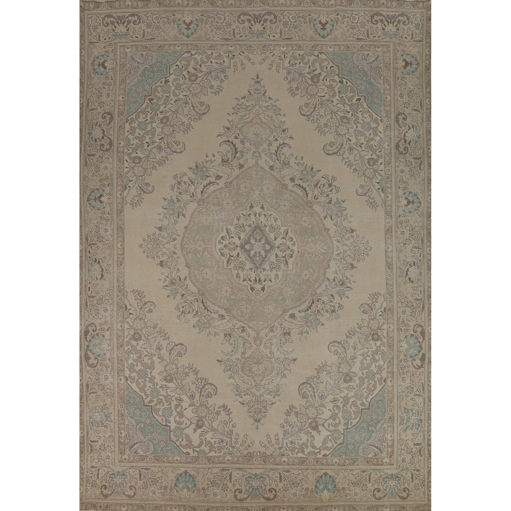 Traditional Tabriz Persian Vintage Area Rug Hand-Knotted Wool Carpet - 9'6" x 12'7"