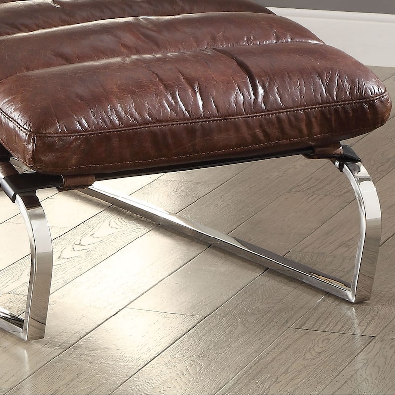 Edwina Vintage Dark Brown and Stainless Steel Armless Chaise