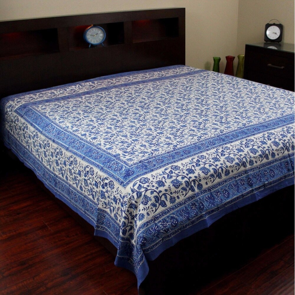 Cotton Block Print Tablecloth Rectangle Tapestry Wall Hang Bed Sheet Queen Full 88 X 108 Inches Shefinds California king size bed sheets 1800 thread count high quality bed sheet sets cal king, best sheets to buy, on sale, free shipping. shefinds