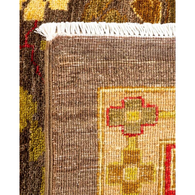 Overton Hand Knotted Wool Vintage Inspired Modern Contemporary Arts & Crafts Brown Area Rug - 10' 1" x 13' 8"