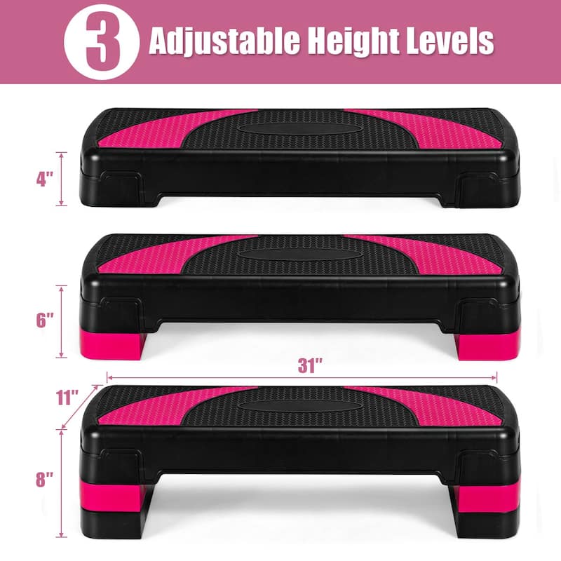 31'' Aerobic Exercise Stepper Cardio Trainer W/Riser Adjustable Height