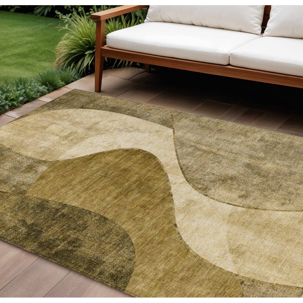 HomeRoots Abstract Transitional Rectangle Outdoor Rug