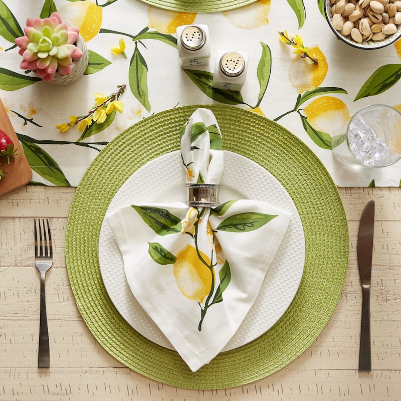 DII White Round PP Woven Placemat Set of 6