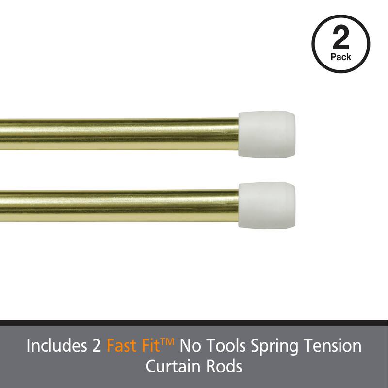 Kenney Fast Fit No Tools 7/16" Spring Tension Rod, 2-Pack