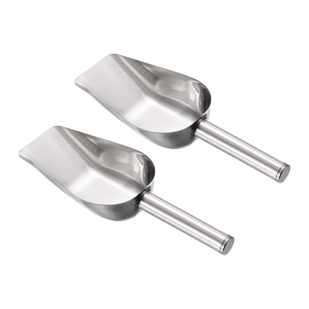 Ice Scoop Stainless Steel 9.1x2.4" Flour Cereal Food Utility Shovel - Silver