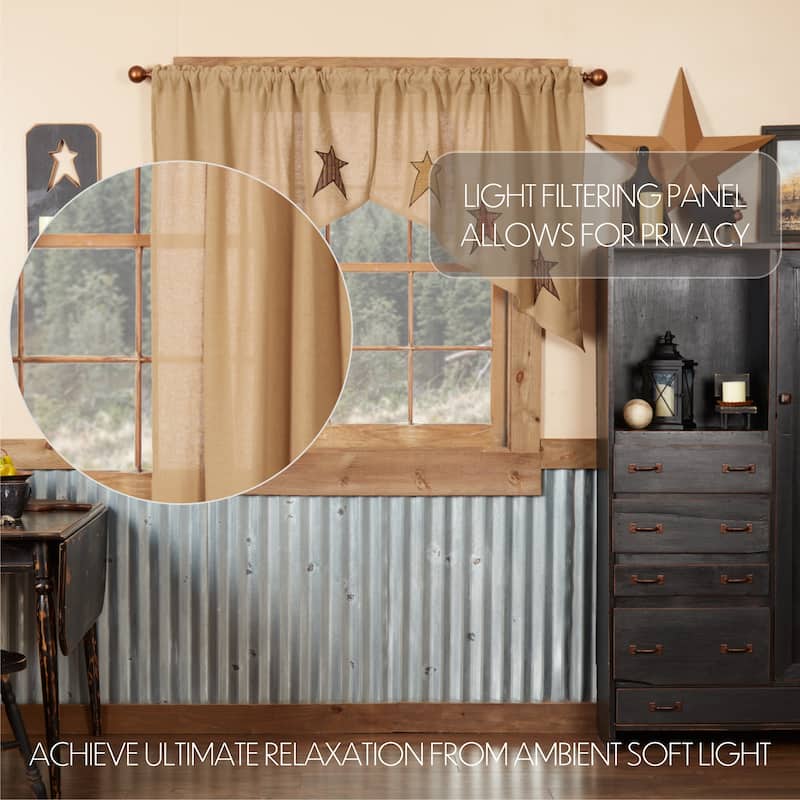 Annie Buffalo Check Ruffled Long Prairie Panel Set - Prairie Panel 84x36 - Prairie Panel 84x36 - Country Red/Antique Creme
