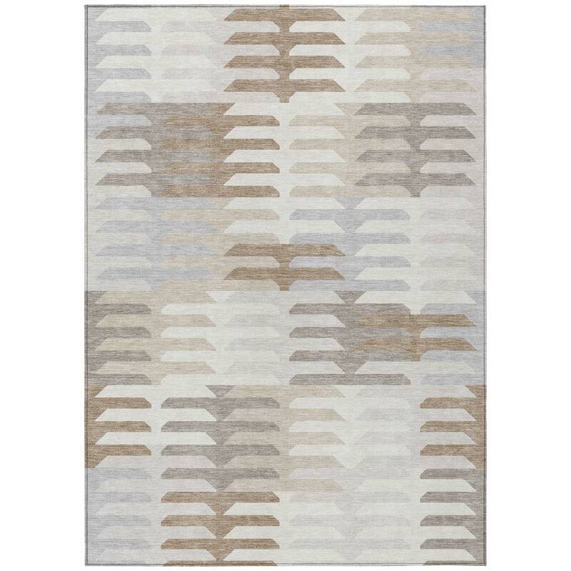 Machine Washable Indoor/ Outdoor Modern Stacks Chantille Rug