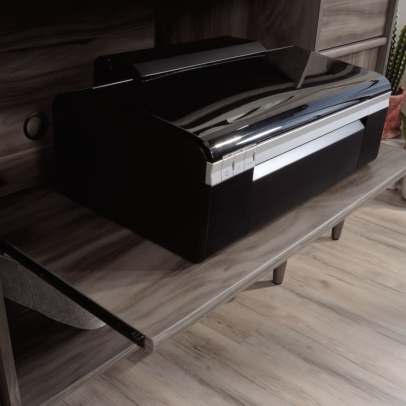 Wood Modern Credenza with 2 Drawers and 2 Open Shelf, Dark Gray - 59.06"W x 18.5"D x 30.39"H