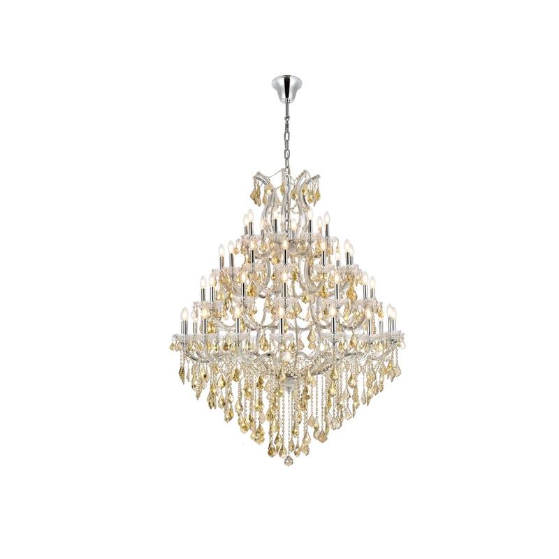 Fleur Illumination Collection Chandelier D:46in H:62in Lt:49 Chrome Finish - Chrome/royal cut crystals (golden teak)