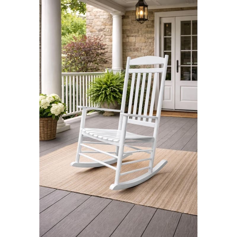 Fratelli White Rocker Poplar Wood Outdoor Rocking Chair