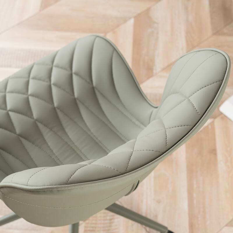 Faux Leather Office Chair with Wheels, Upholstered Task Chair