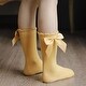 preview thumbnail 5 of 4, CozyWay Knee High Bow Socks, White Mustard Navy Blue Red Pink Green, 6 pair