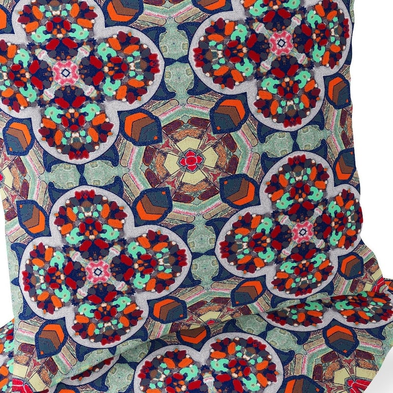 HomeRoots Set of Two 16" X 16" Blue and Orange Blown Seam Floral Indoor Outdoor Throw Pillow - 16.00' X '16.00' X '5.00
