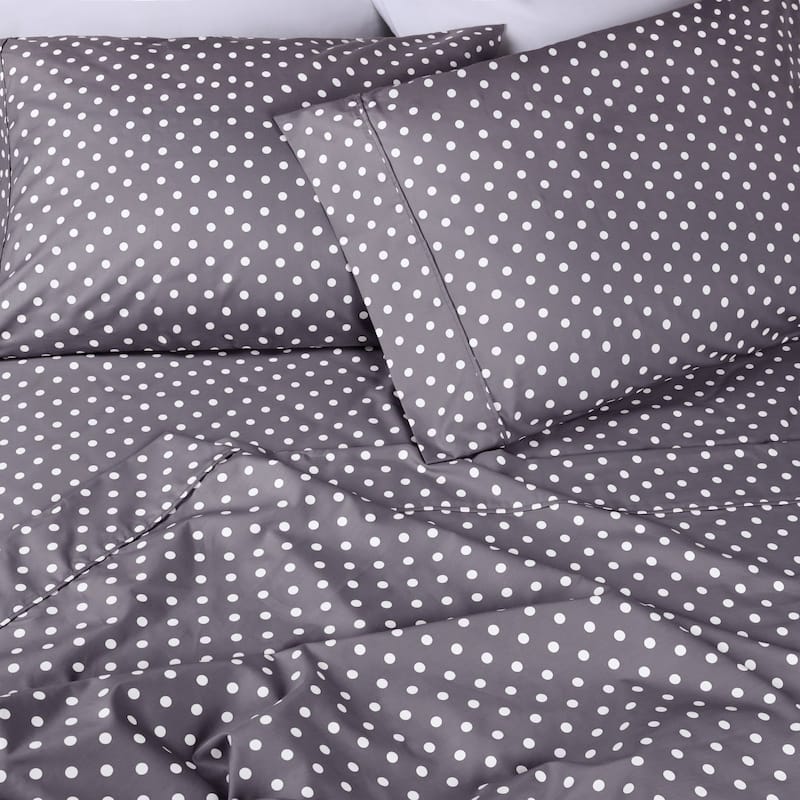 Superior Thread Count 600TC Cotton Blend Polka Dot Bed Sheet Set