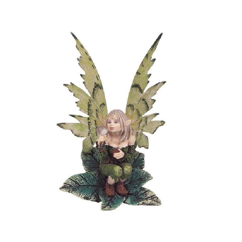 Q-Max 6"H Green Forest Fairy Blowing Bubbles Statue Fantasy Decoration Figurine