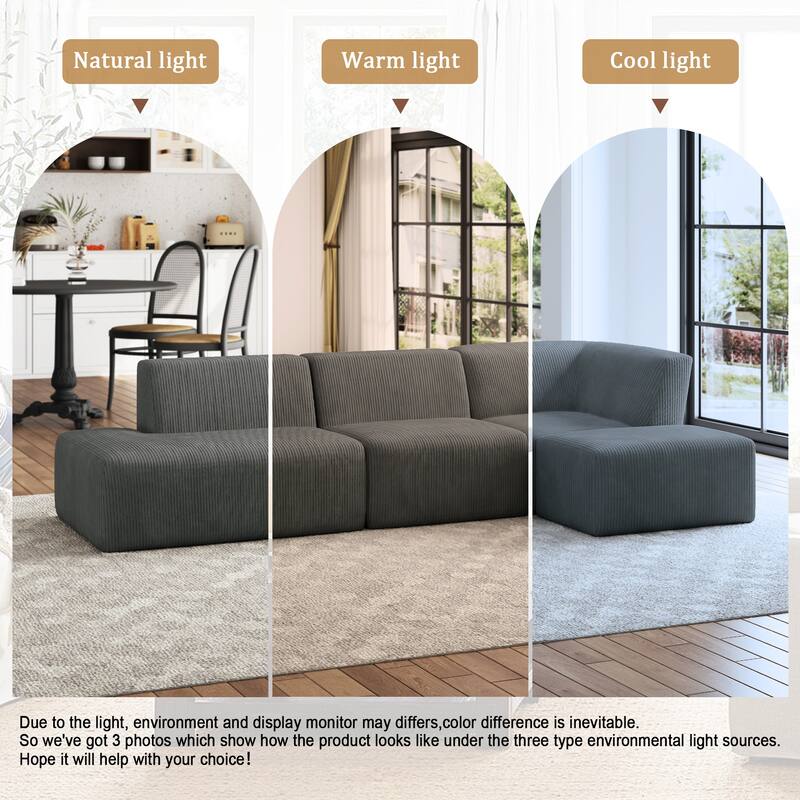 Oversized Corduroy Modular Sectional Fabric Sofa Set