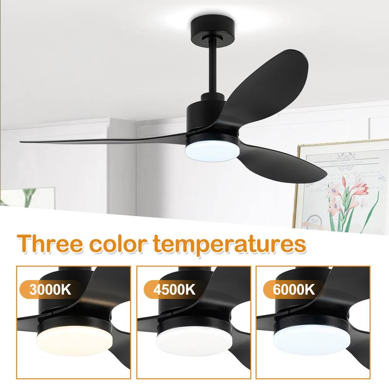 52" 3-Blade Gold Ceiling Fans with LED Light Remote Control - 52 Inch