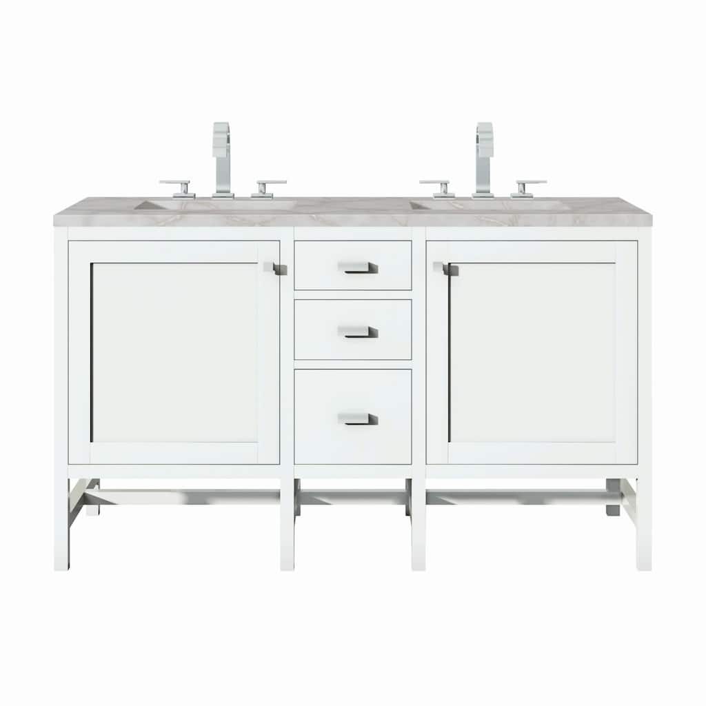 James Martin Vanities E444-V60D-3VSL Addison 60" Double Basin Wood