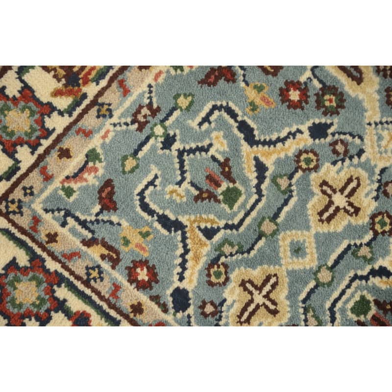 Hand-knotted Transitional Wool Carpet Blue Oushak Rug Oriental Carpet Floral Area Rug Oriental Carpet - 5' 0'' X 2' 11''