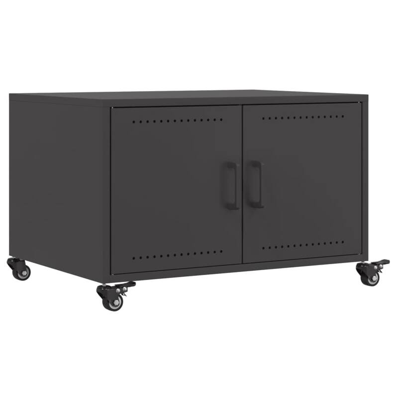 vidaXL Coffee Table Black Cold-rolled steel Medium Lockable wheels - 19.7 x 26.8 x 17.1