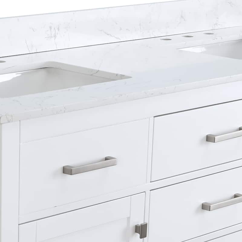 PROOX Freestanding Bathroom Vanity Engineer Stone with Ceramic Rectangular Sink