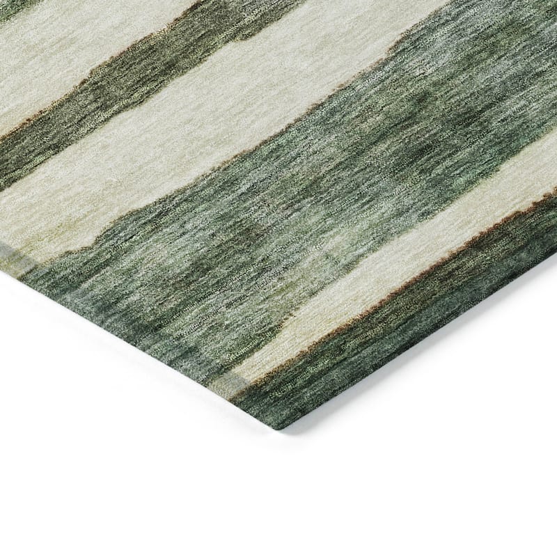 Machine Washable Indoor/ Outdoor Moroccan Stripe Chantille Rug