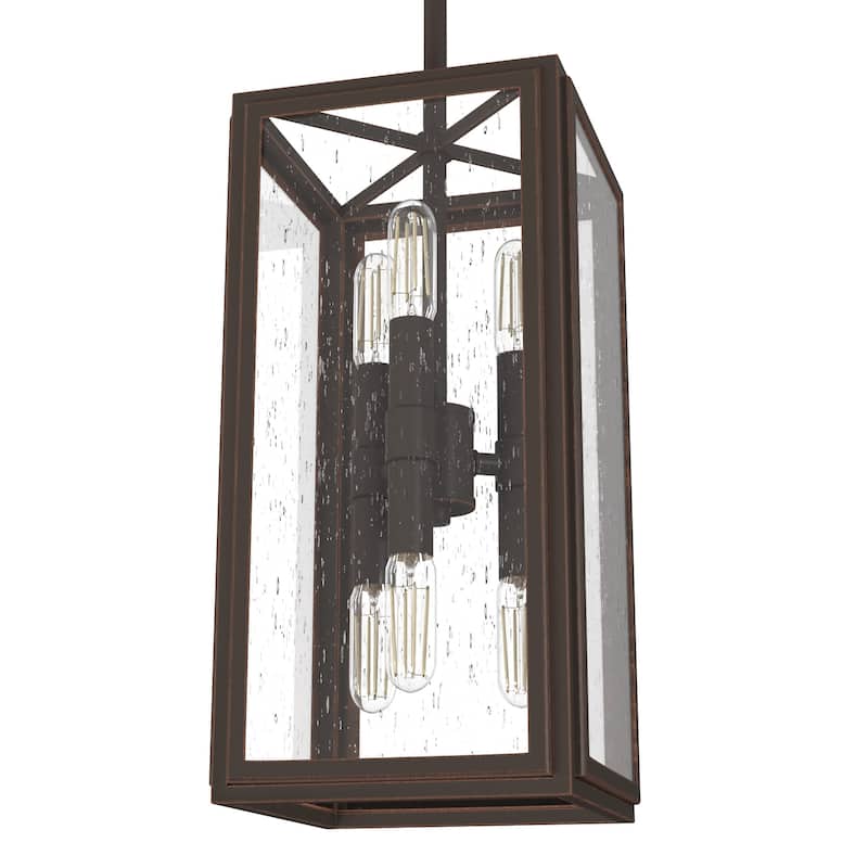Hunter Felippe 6-Light Pendant w/Clear Seeded Glass, Modern Farmhouse, Industrial - Island, Dining, Entry, Bedroom, Hallway