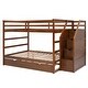 preview thumbnail 8 of 7, Walnut Elegant Full-Over-Full Bunk Bed with Trundle and 3 Storage Stairs