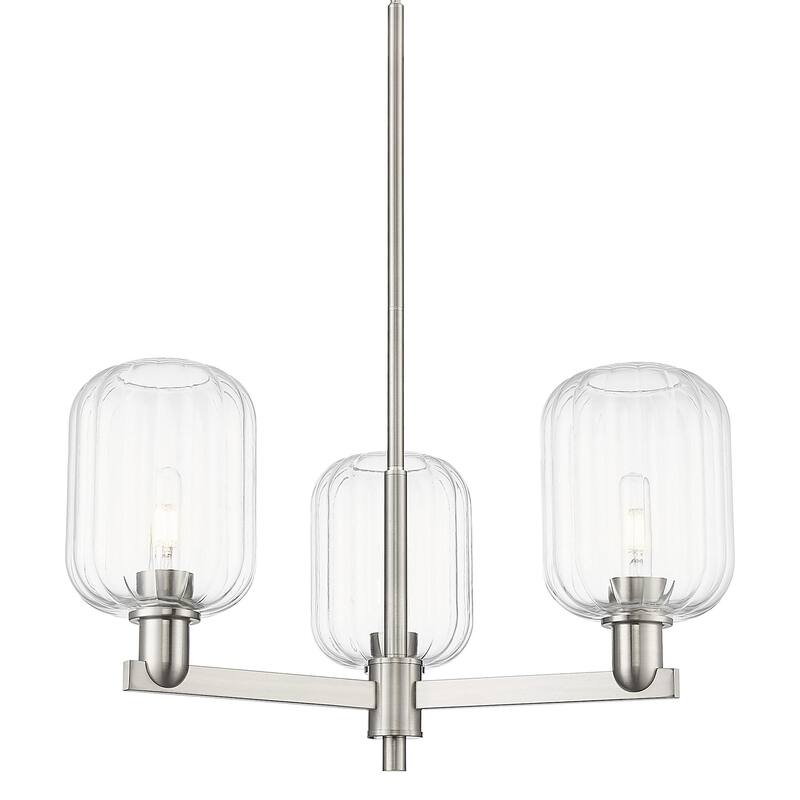 Innovations Lighting 716-3CR-14-18 Preston Chandelier Cylinder Preston - Satin Nickel / Clear