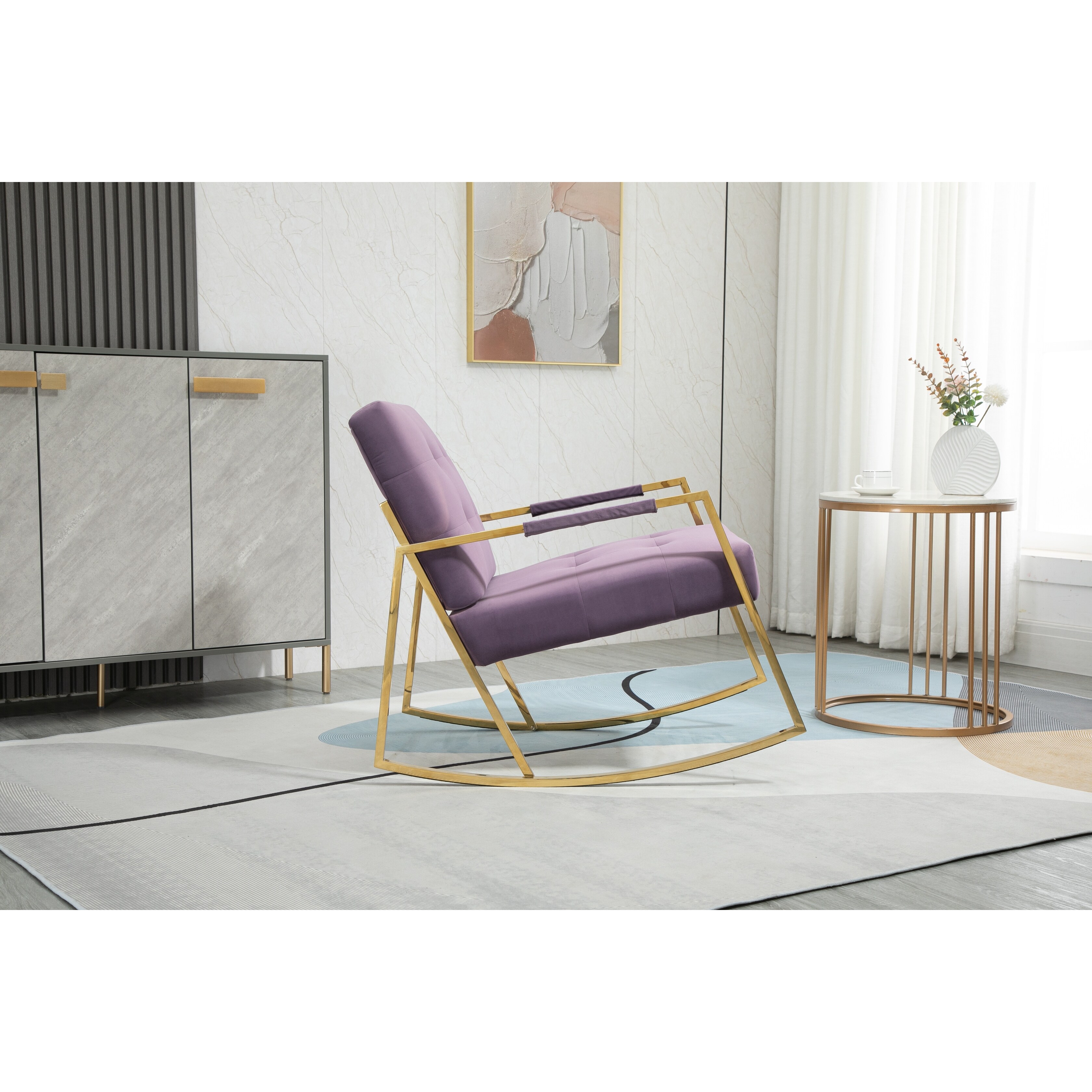 Velvet Rocking Chair with Stainless Steel Feet