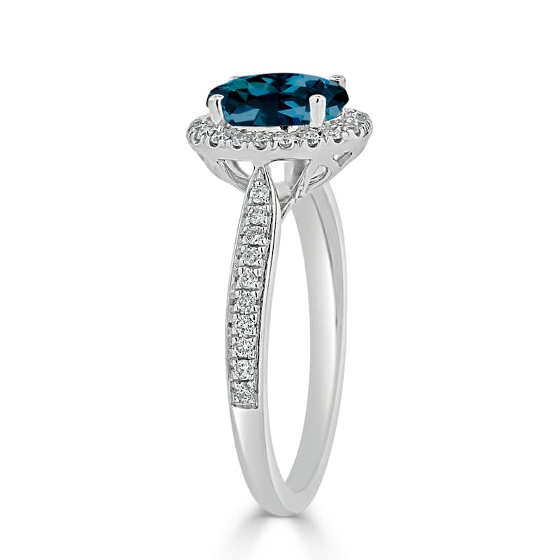 Auriya 1 9/10ct Fancy Oval London Blue Topaz Halo Diamond Engagement Ring 1/4ctw 14k Gold