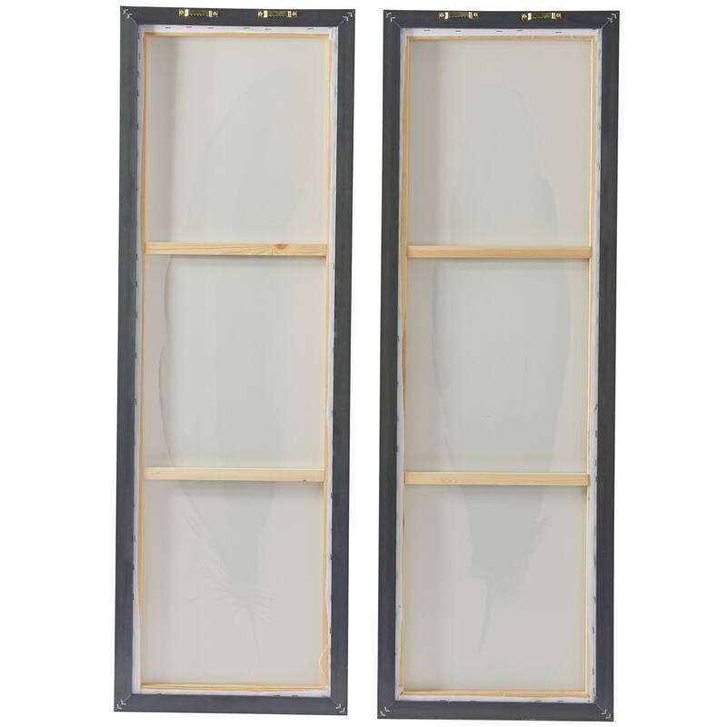 Blue Canvas Feathers Bird Framed Wall Art with Silver Frame (Set of 2)