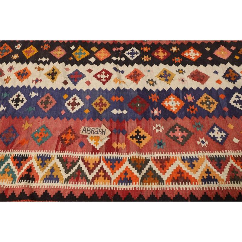 Reversible Kilim Qashqai Persian Vintage Rug Hand-Woven Wool Carpet - 4'11"x 7'8"