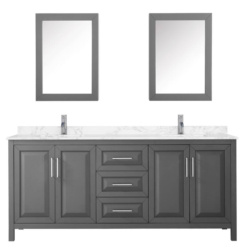 Daria 80 Inch Double Vanity, Cultured Marble Top, Medicine Cabinets