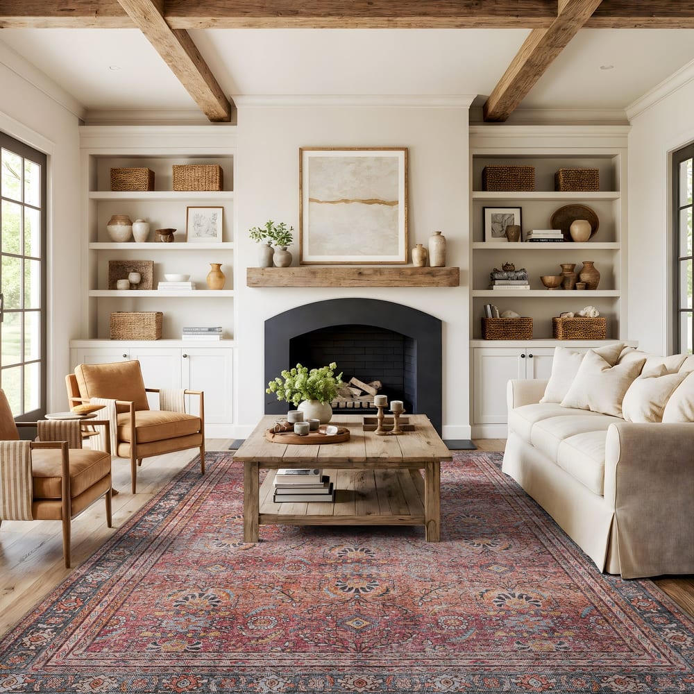 World Rug Gallery Vintage Inspired Machine Washable Non Slip Area Rug