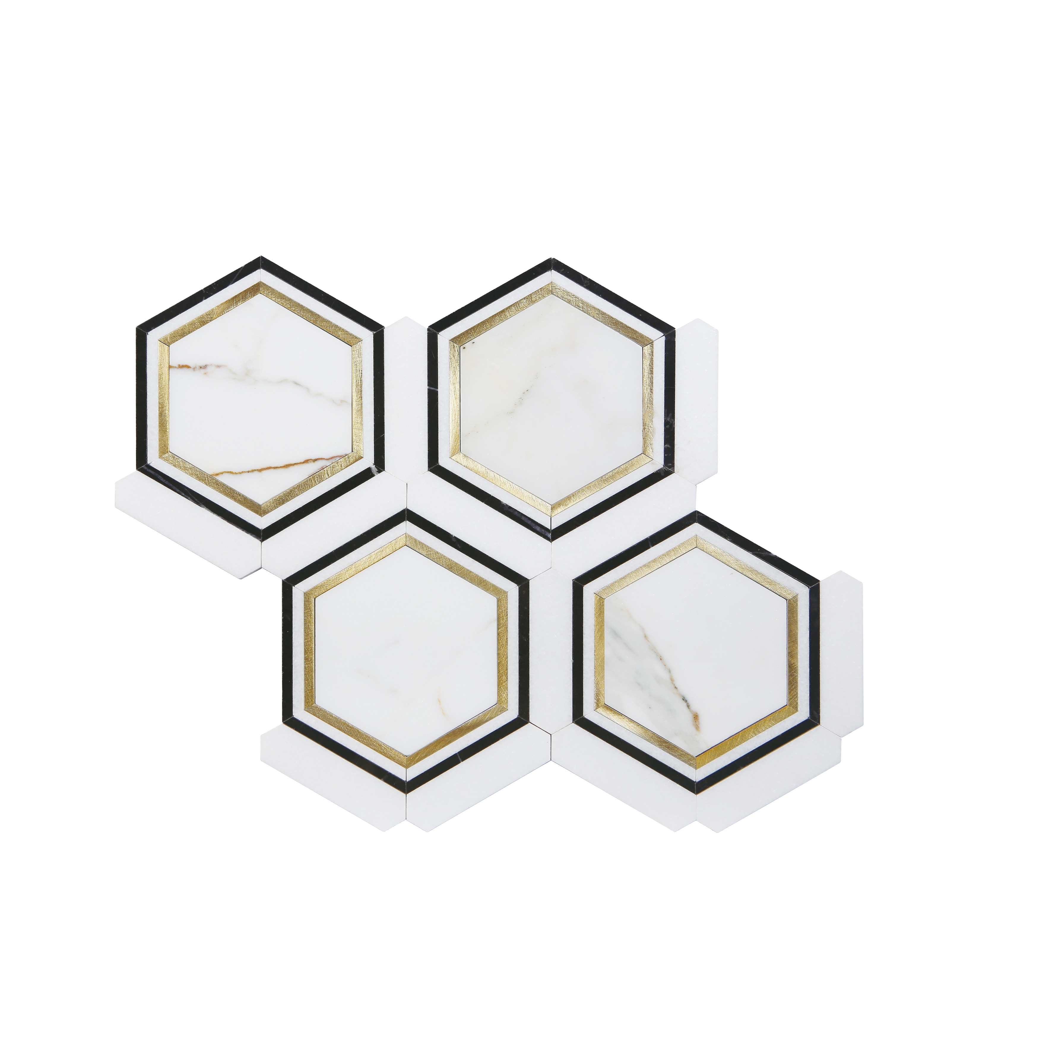 HoneyComb Pattern Marble and Metal Mosaic Tiles - Case (10 Sheets)