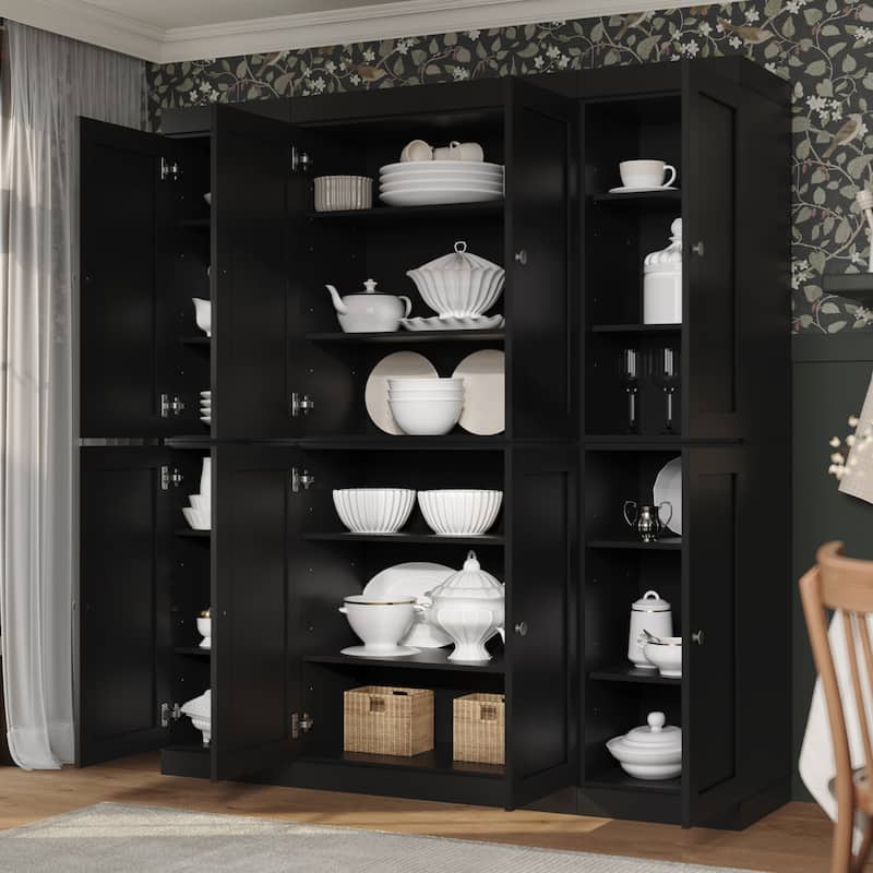 Palace Imports 100% Solid Wood 65" Pantry Cabinet with Shaker Doors and Adjustable Shelves