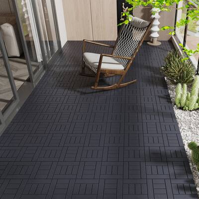 12" Interlocking Patio Deck Tiles, 44-Pack – DIY Poolside, Balcony & Backyard Flooring - 44PCS