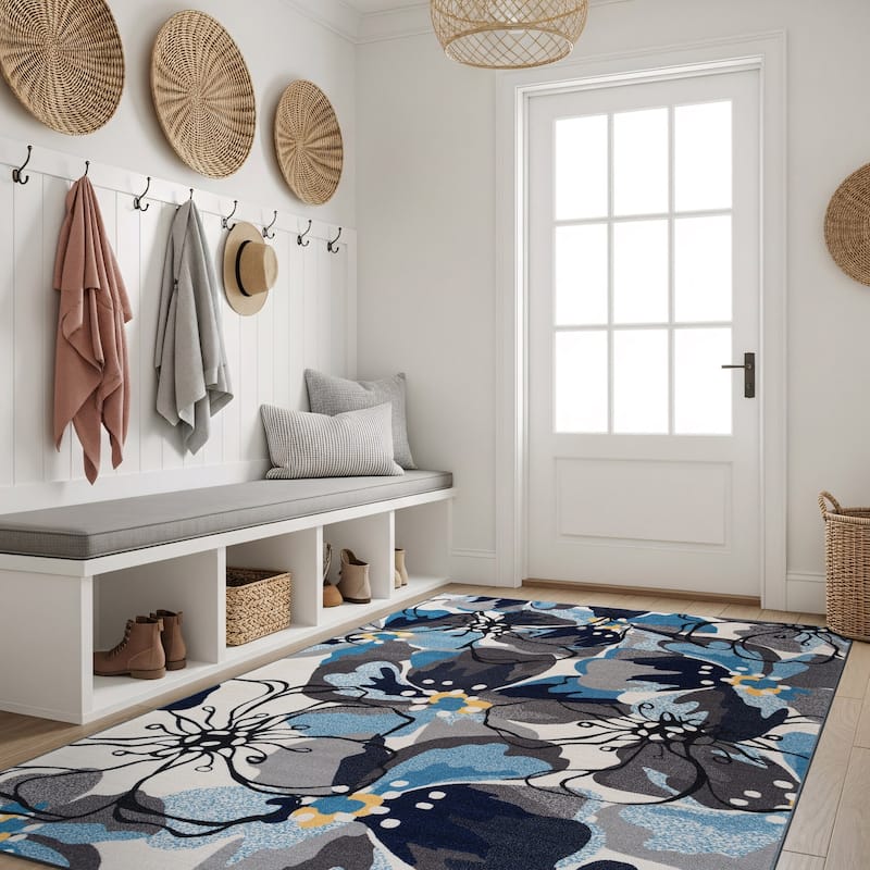 World Rug Gallery Modern Floral Non-Slip Area Rug