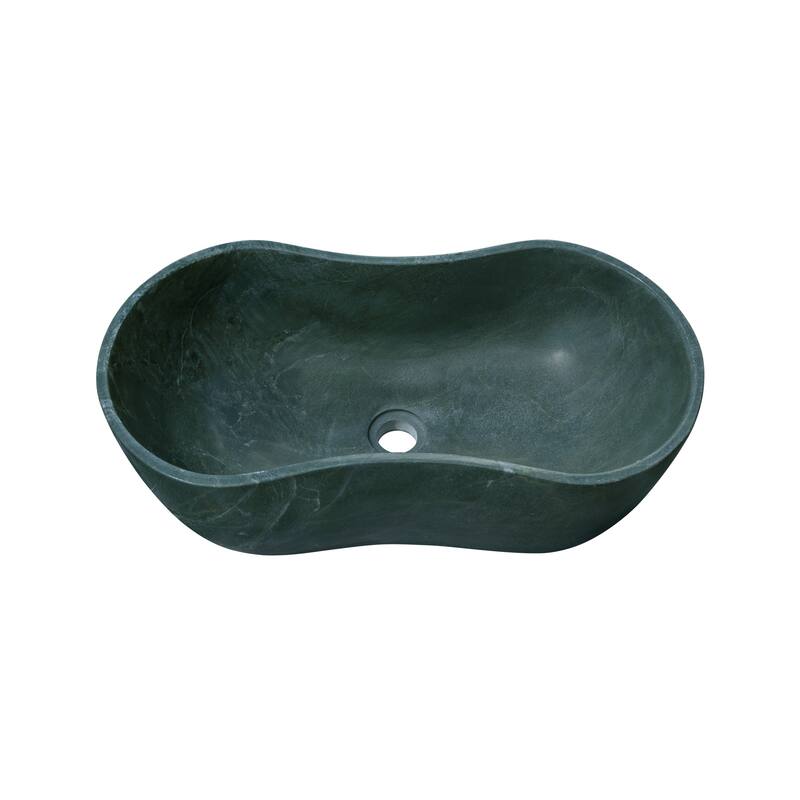 Roomfitters Marble Bathroom Vessel Sink, Natural Stone Countertop Wash Basin, Polished Oval Vanity Sink