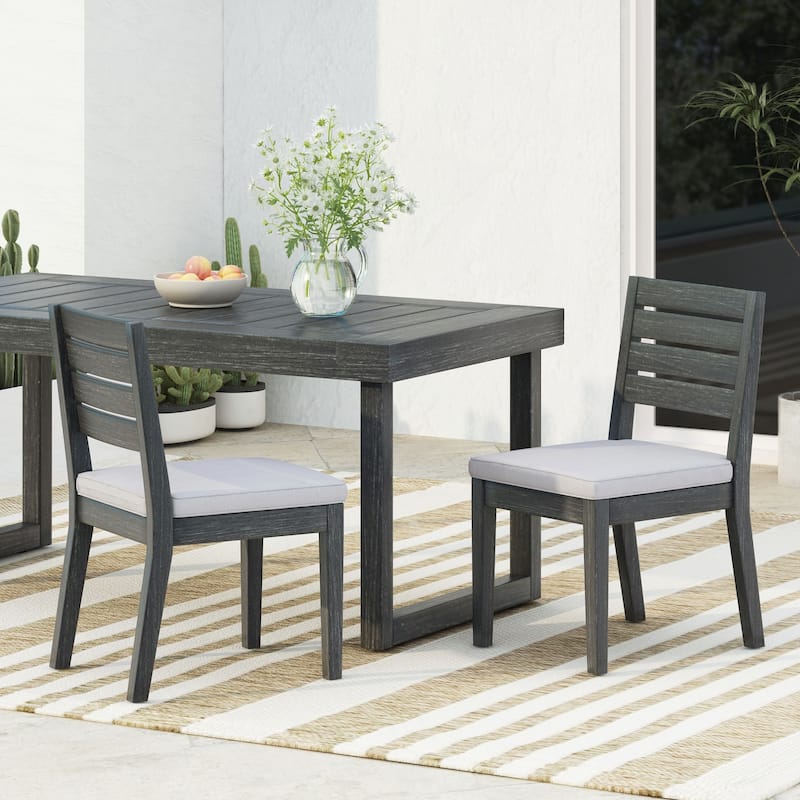 Outdoor Wooden Armless Dining Chair(Set of 2)