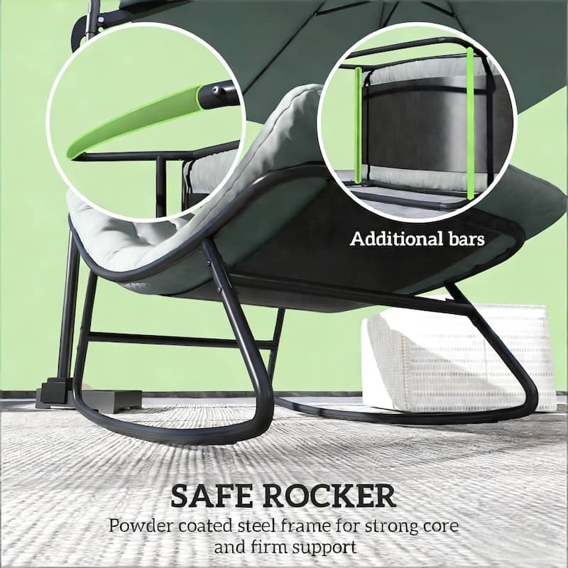 GDFStudio Outdoor Thorian Steel Mesh 2-Piece Rocking Chair Set with Cushions