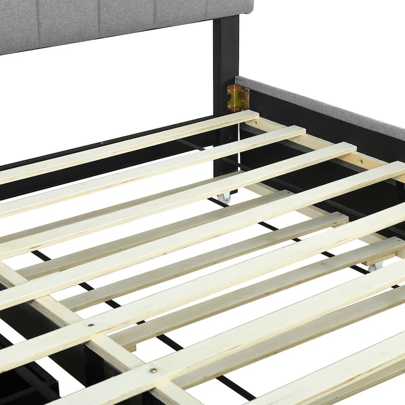 Upholstered Platform Bed with Storage Headboard