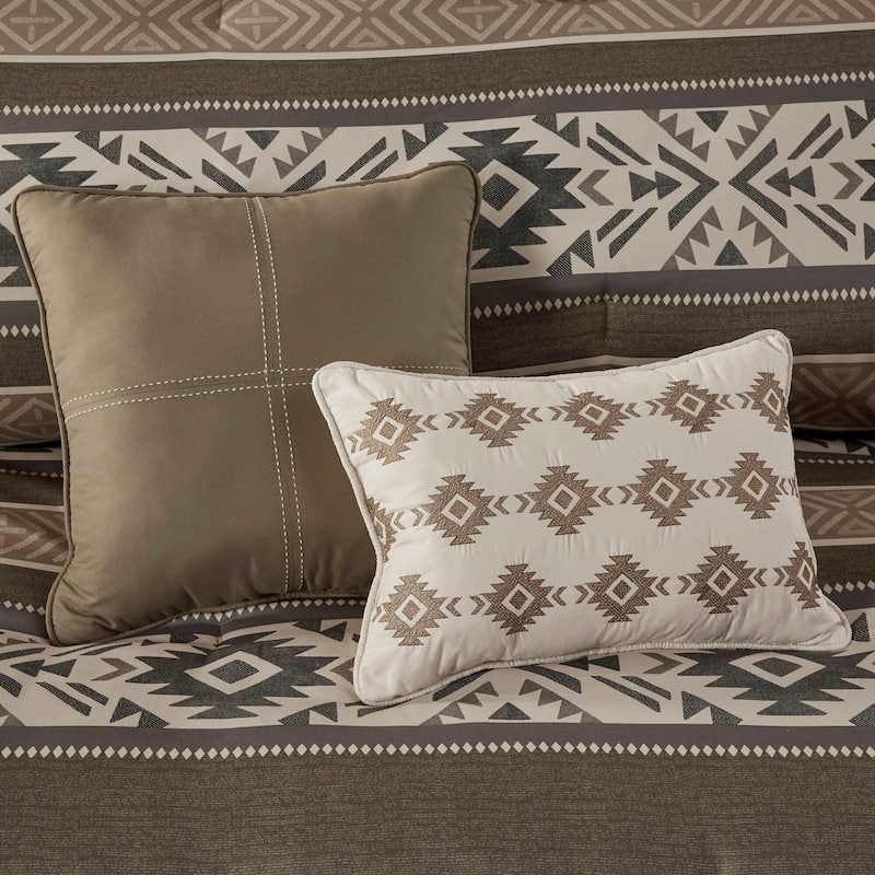 Madison Park Mariposa 5 Piece Stripe Herringbone Comforter Set with Throw Pillows