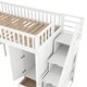 preview thumbnail 11 of 10, Impressive Fence-Shaped Twin Loft Bed with Wardrobe & Desk, Stairway Wood Bedframe w/ Bookshelf & Drawers for Kids Teens, White