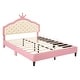 preview thumbnail 7 of 22, Cute Crown PU Leather Princess Bed