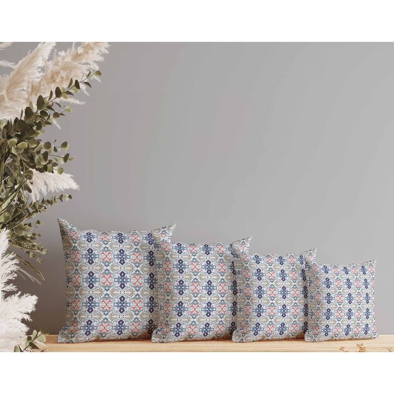 Floral Elegance Faux Suede Reversible Throw Pillow Ivory and Blue