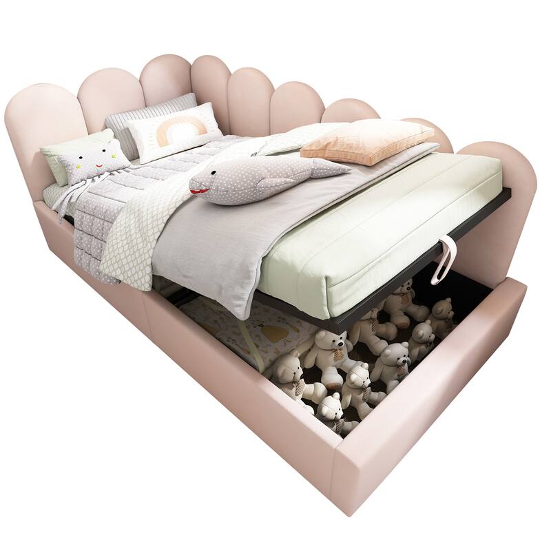 Roomfitters Upholstered Twin Size Ottoman Daybed with Storage, Sofa Bed with Metal Slat Frame, Velvet