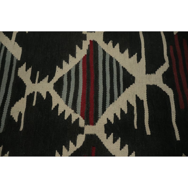 Hand Woven Oriental 100% Wool Carpet Southwestern Tribal Black Kilim Area Rug - 11' 6'' X 8' 4''